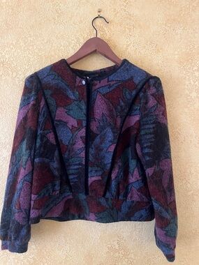 Women’s Multicolor Patterned Wool Blend Blazer Jacket